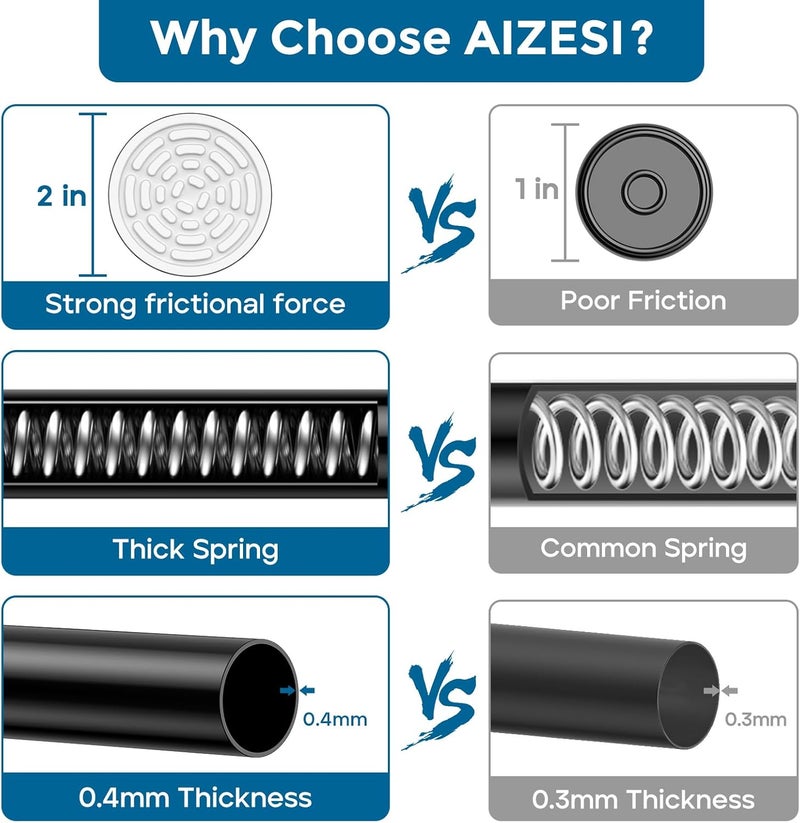AIZESI Black Tension Curtain Rod 32-64 Inch Spring Loaded Curtain Rods No Drilling Spring Tension Rod Adjustable Curtain Rods for Window Doorway Bathroom Kitchen Closet, 7/8" Diameter - Image 4